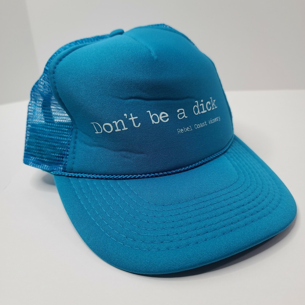 Otto Collection Trucker Hat "Don't be a dick" Rebel Coast Winery Teal Blue Adjus
